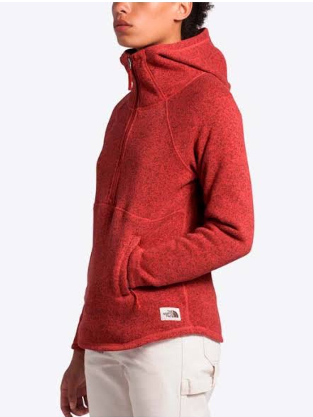 The North Face Womens Crescent Heathered Red Polyester Knit Pullover Fleece M